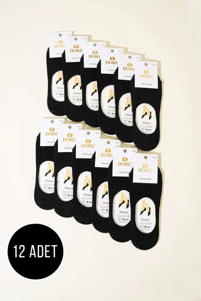 Bayan 12li Silikon Topuk Babet Çorap Siyah ürün görseli