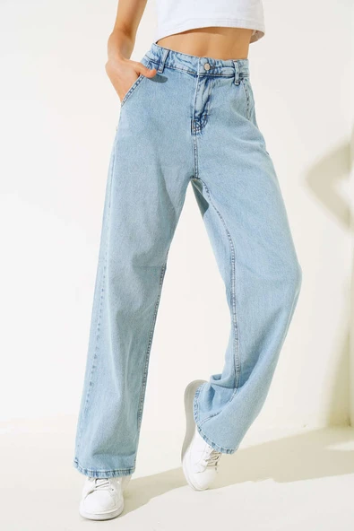 Yüksek Bel Baggy Pantolon Kar Açık - Resim 2