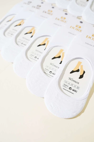 Bayan 12li Silikon Topuk Babet Çorap Beyaz - Resim 2