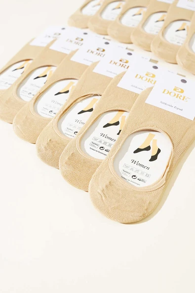 Bayan 12li Silikon Topuk Babet Çorap Ten - Resim 2