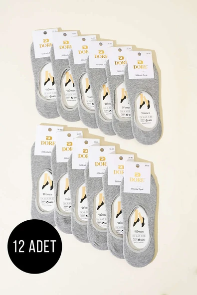 Bayan 12li Silikon Topuk Babet Çorap Gri ürün görseli
