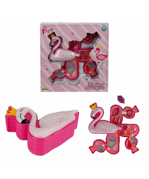 Pretty Pinky Flamingo Şekilli 3 Katlı Makyaj Güzellik Seti ürün görseli 1