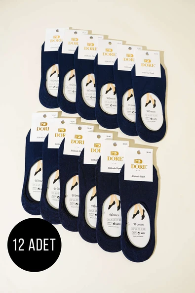 Bayan 12li Silikon Topuk Babet Çorap Lacivert ürün görseli