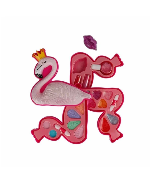Pretty Pinky Flamingo Şekilli 3 Katlı Makyaj Güzellik Seti - Resim 3