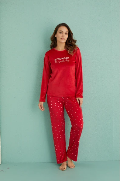 Gd Goldoremi 13309-3 Kadın Stronger Kadife Uzun Pijama Takım - Resim 4