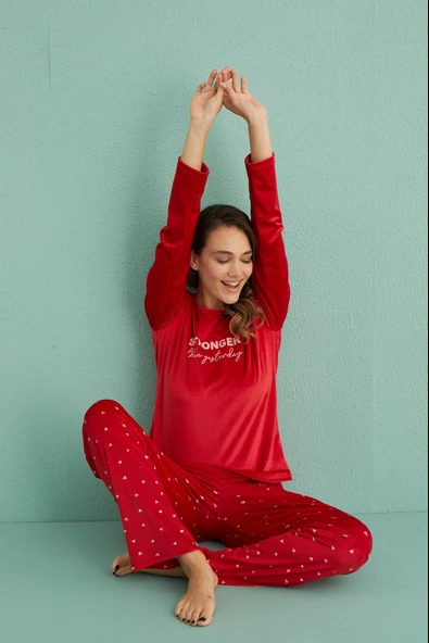 Gd Goldoremi 13309-3 Kadın Stronger Kadife Uzun Pijama Takım - Resim 8