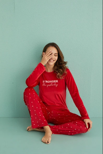 Gd Goldoremi 13309-3 Kadın Stronger Kadife Uzun Pijama Takım - Resim 6