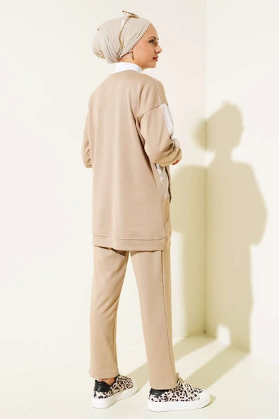 Metal Çıtçıt Detay İkili Takım Vizon - Resim 3