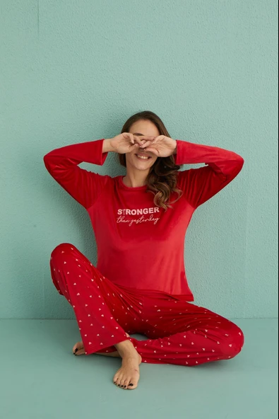 Gd Goldoremi 13309-3 Kadın Stronger Kadife Uzun Pijama Takım - Resim 7