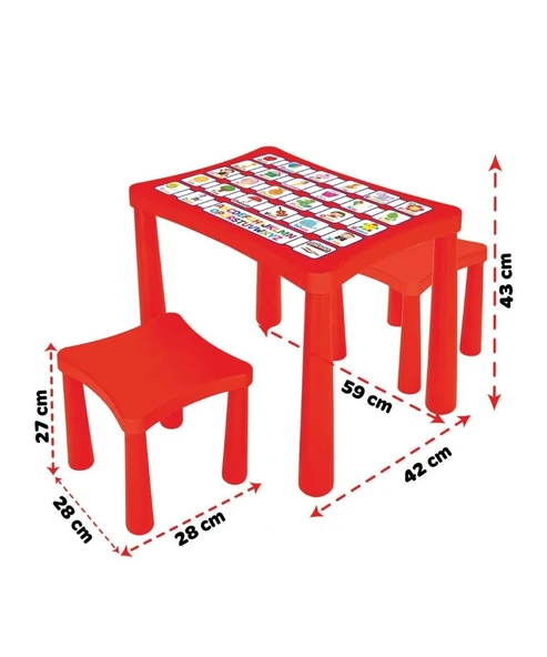 Pilsan Story İki Tabureli Masa Kırmızı - Resim 2