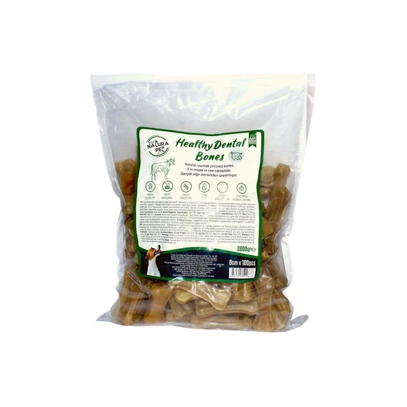 Eco Natura Pet Healty Dental Bones Natural Pres Kemik 8Cm 100Lü 2000Gr ürün görseli 1