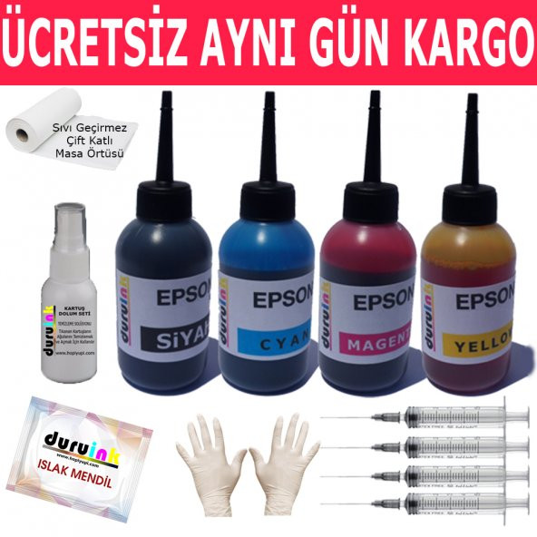 EPSON Stylus SX110 4X100ML MUADİL MÜREKKEP SETİ DURUINK 4 RENK DOLUM