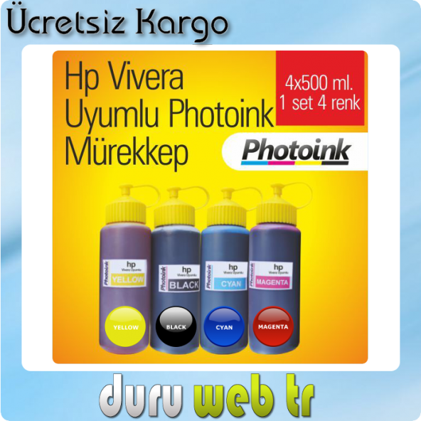HP 364 GT 5810 5820 UYUMLU 4X500ML DURUINK VIVERA MÜREKKEP SETİ 4 RENK - 1
