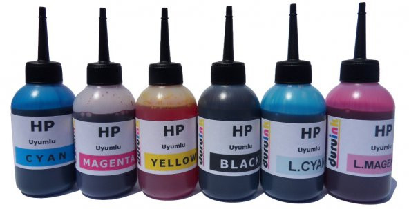 HP Photosmart D7163 UYUMLU 6X100ML DURUINK VIVERA MÜREKKEP SETİ 6 RENK - Resim 2