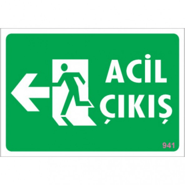 SÖNSAN UYARI LEVHALARI  ACİL ÇIKIŞ SOL  17,5  25 CM PVC