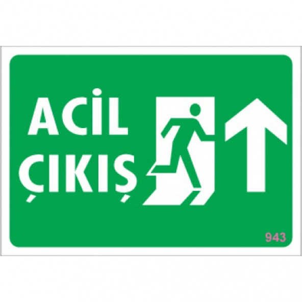 SÖNSAN UYARI  LEVHALARI ACİL ÇIKIŞ YUKARI  17,5 25 CM PVC