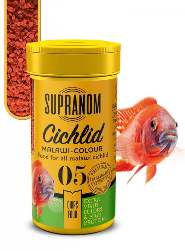 Supranom Cichlid Balık Yemi Malawi-Colour Chips Food 100ml (05)