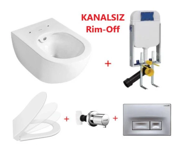 Creavit Free Rim-Off Asma Klozet Beyaz FE322 + Slim İnci Nkp Yavaş Kapaklı