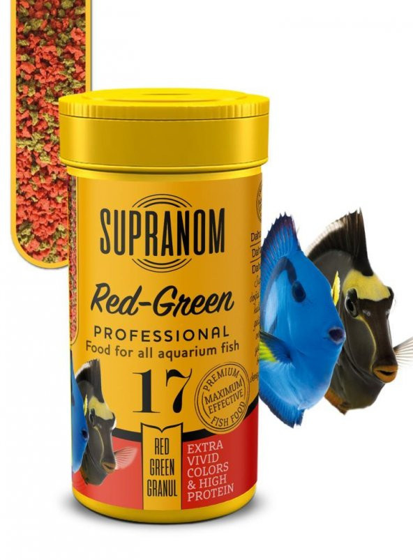 Supranom Tuzlu ve Tatlı Su Balıkları İçin Yem Red-Green Granul 100ml (17)