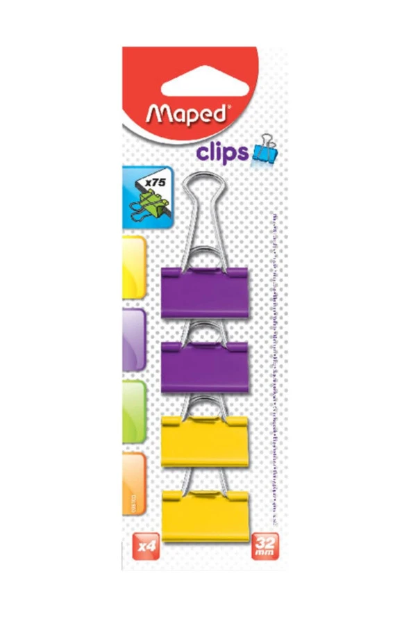 Maped Kıskaç (Klips) Metal 32 MM 4 Lü Renk