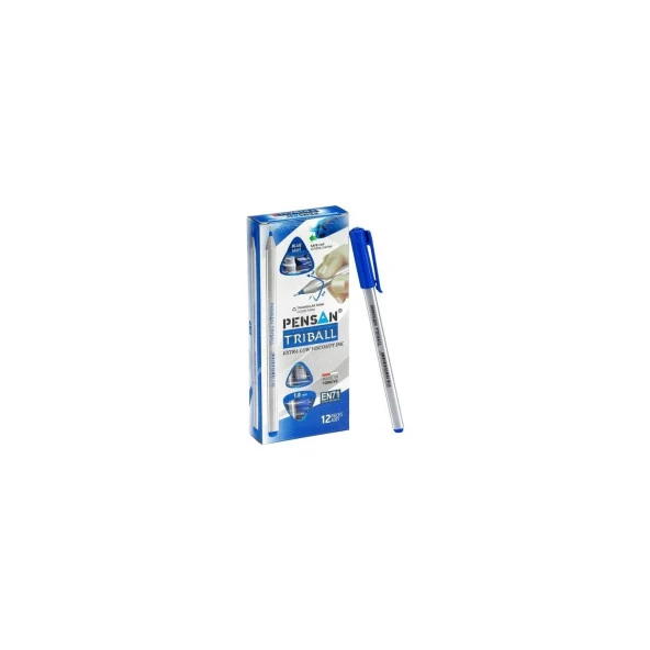Pensan Tükenmez Kalem Triball 1.0 MM Bilye Uç Mavi 12 Li 1003