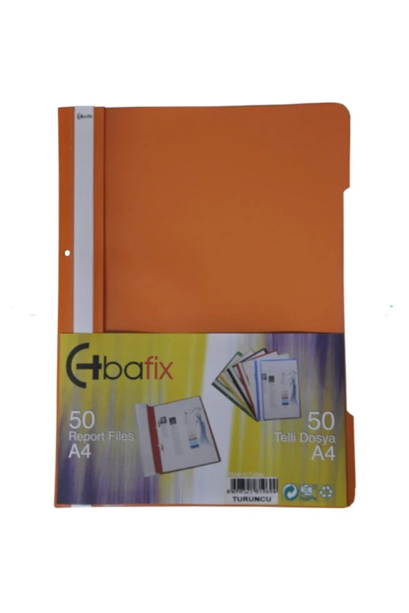 Bafix Telli Dosya Plastik Turuncu A4 (50 Li Paket)