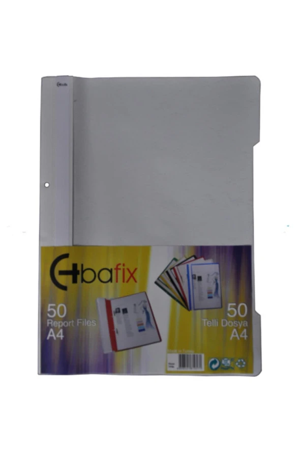 Bafix Telli A4 için Plastik Dosya 50'li - Gri (50 Li Paket)