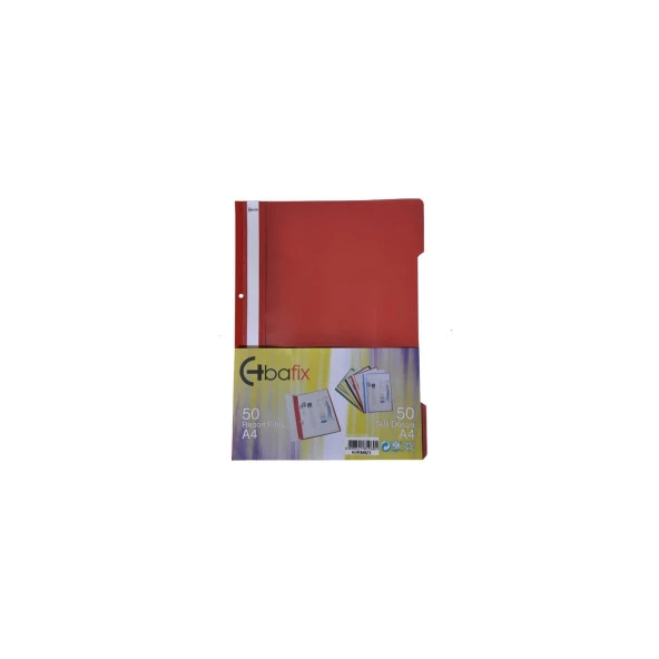 Bafix Telli Dosya Plastik A4 Kırmızı 50'li (50 Li Paket)