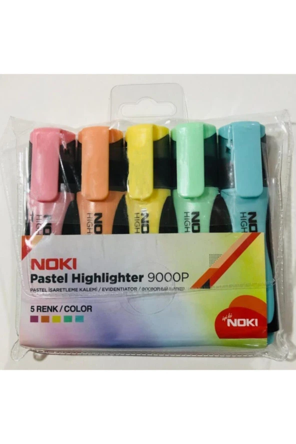 Noki Fosforlu Kalem Pastel 5 Li Pvc 9000