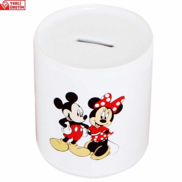 Mickey Mouse Minnie Mouse Kalemlik Puf Yastık Mickey Minnie Kumbara Hediye Seti - 4