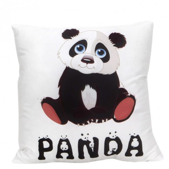 Sevimli Panda Işıklı Biblo Beyaz Masa Lambası Masum Panda Puf Yastık Hediye  Seti - 3