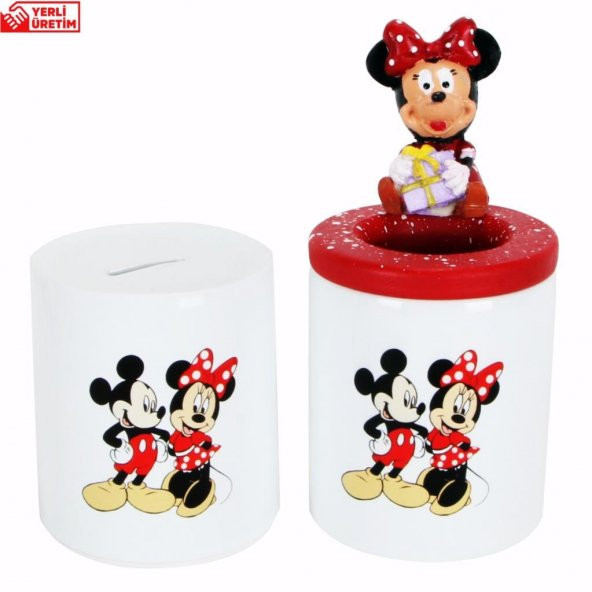 Mickey Mouse Minnie Mouse Biblolu Kalemlik Mickey Minnie Kumbara Hediye Seti