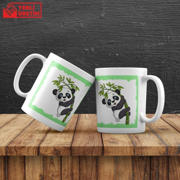 Sevimli Panda Işıklı Biblo Sarı Masa Lambası Kişiye Özel Afacan Panda Kupa Hediye Seti - 3