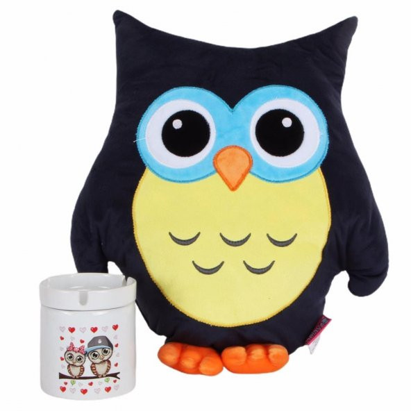 Baykuş Yastık Best Friends Baykuş   Küllük Arkadaşa Hediye Seti - 1