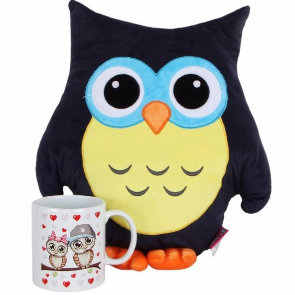 Baykuş Yastık Best Friends Baykuş Kupa Arkadaşa Hediye Seti