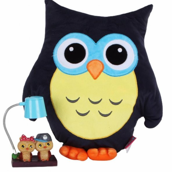 Baykuş Yastık Best Friends Baykuş Işıklı Biblo Masa Lambası Sevgiliye Hediye Seti - 1