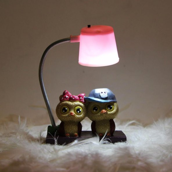 Baykuş Yastık Best Friends Işıklı Biblo Masa Lambası Baykuş Kutulu Kupa Hediye Seti - 2