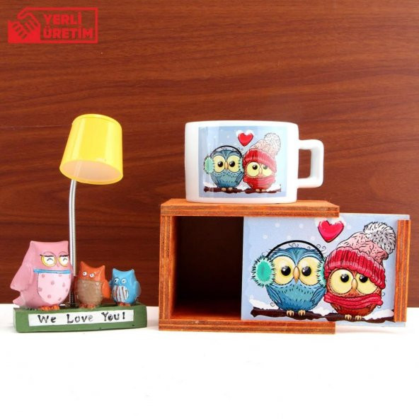 Best Frends Baykuşlar Hediye Seti Baykuş Kupa Aile Baykuş Işıklı Biblo - 1