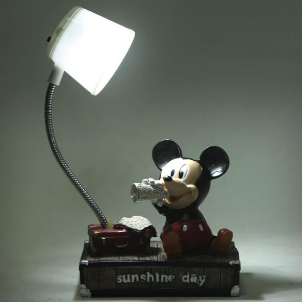 Mickey Mouse Minnie Mouse Işıklı Biblo Masa Gece Lambası Mickey Minnie Puf Yastık Hediye Seti - 4