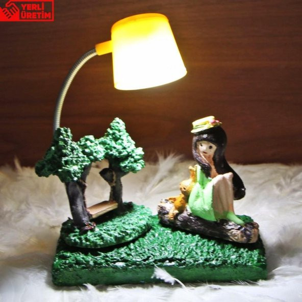 Doğa ve Canlılar Işıklı Biblo Masa Gece Lambası Sincap Hatıra Defteri Hediye Seti - 2