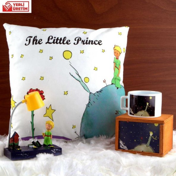 Küçük Prens Süper Üçlü Set Küçük Prens Kutulu Kupa Büyük Yastık Işıklı Biblo