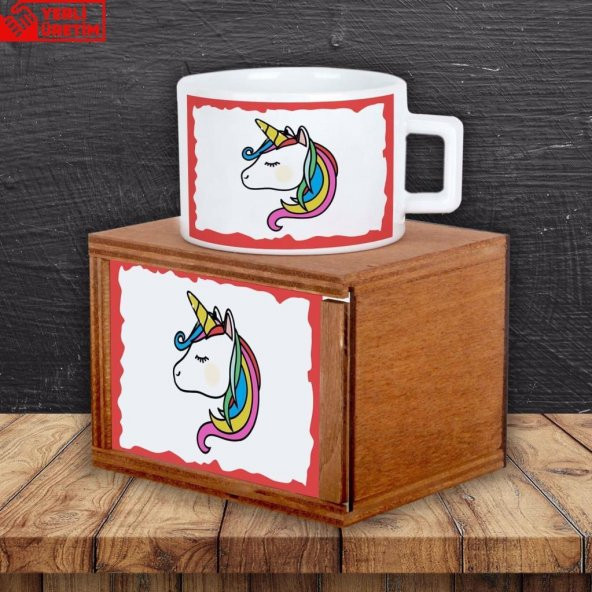 Unicorn Ahşap Doğal Kutulu Kupa Unicorn Işıklı Biblo Hatıra Defteri Hediye Seti - 4