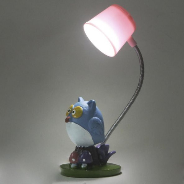 Best Frends Aşık Baykuş Kutulu Kupa Pembe Lambalı Mavi Baykuş Işıklı Biblo Seti - 3