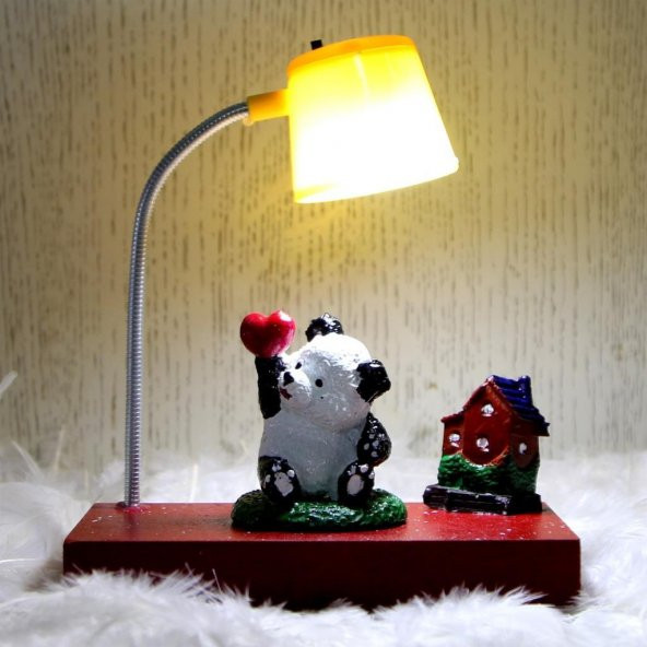 Evini Özleyen Sevimli Panda Masa Gece Lambası Işıklı Biblo Masum Panda Kutulu Kupa Set - 2