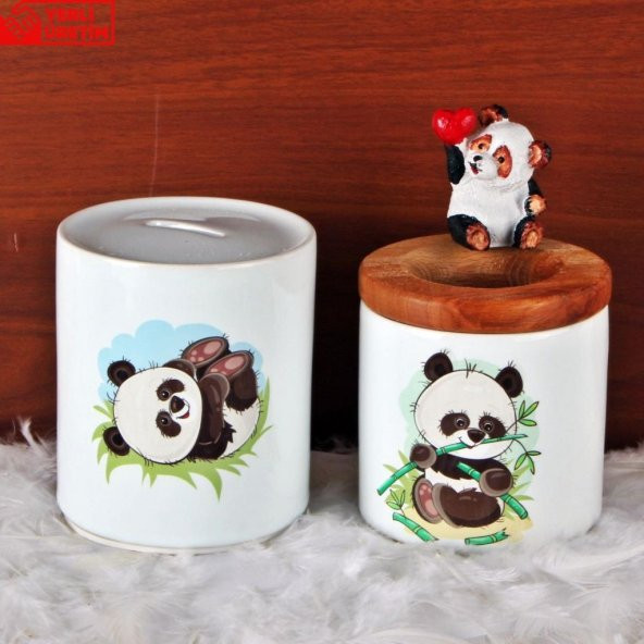 Sevimli Afacan Panda Biblo Kalemlik Panda Kumbara Hediye Seti - 1