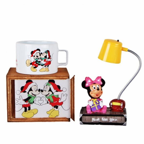 Mickey Mouse Minnie Mouse Kutulu Kupa Minnie Işıklı Biblo Masa Lambası Yılbaşı Hediyesi