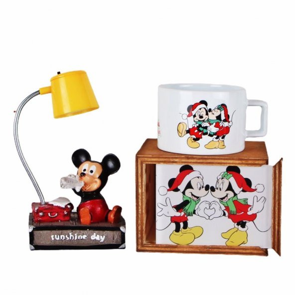 Minnie Mouse Mickey Mouse Kutulu Kupa Mickey Mouse Işıklı Biblo Masa Lambası Yılbaşı Hediyesi