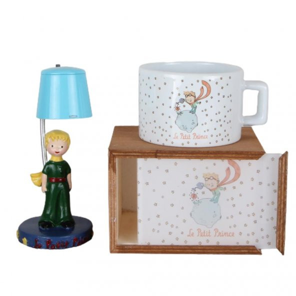 Küçük Prens Masa Gece Lambası Işıklı Biblo Küçük Prens Kutulu Kupa Hediye Seti