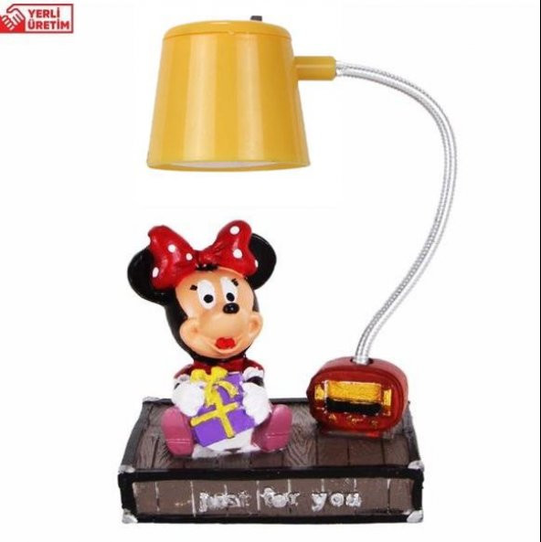 Mickey Mouse Minnie Mouse Ahşap Kutulu Kupa Minnie Işıklı Biblo Masa Lambası Yılbaşı Hediye Seti - 3
