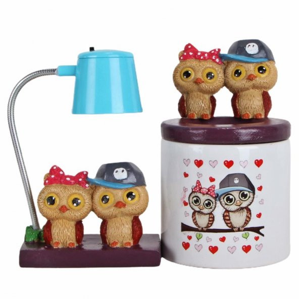 Best Friends Baykuş Işıklı Biblo Masa Gece Lambası Baykuş Kalemlik Arkadaşa Hediye Seti
